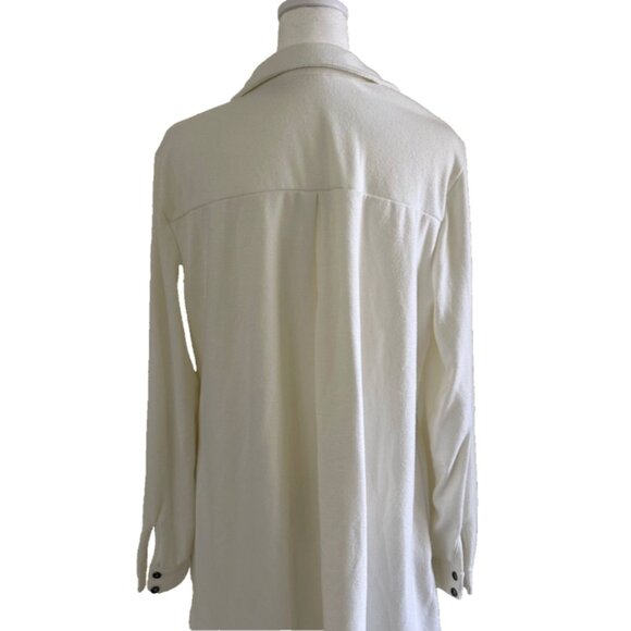 Soft Surroundings Shirt Take It Easy Roll-Tab Sleeve Knit Tunic Ivory SZL Casual - Picture 2 of 10